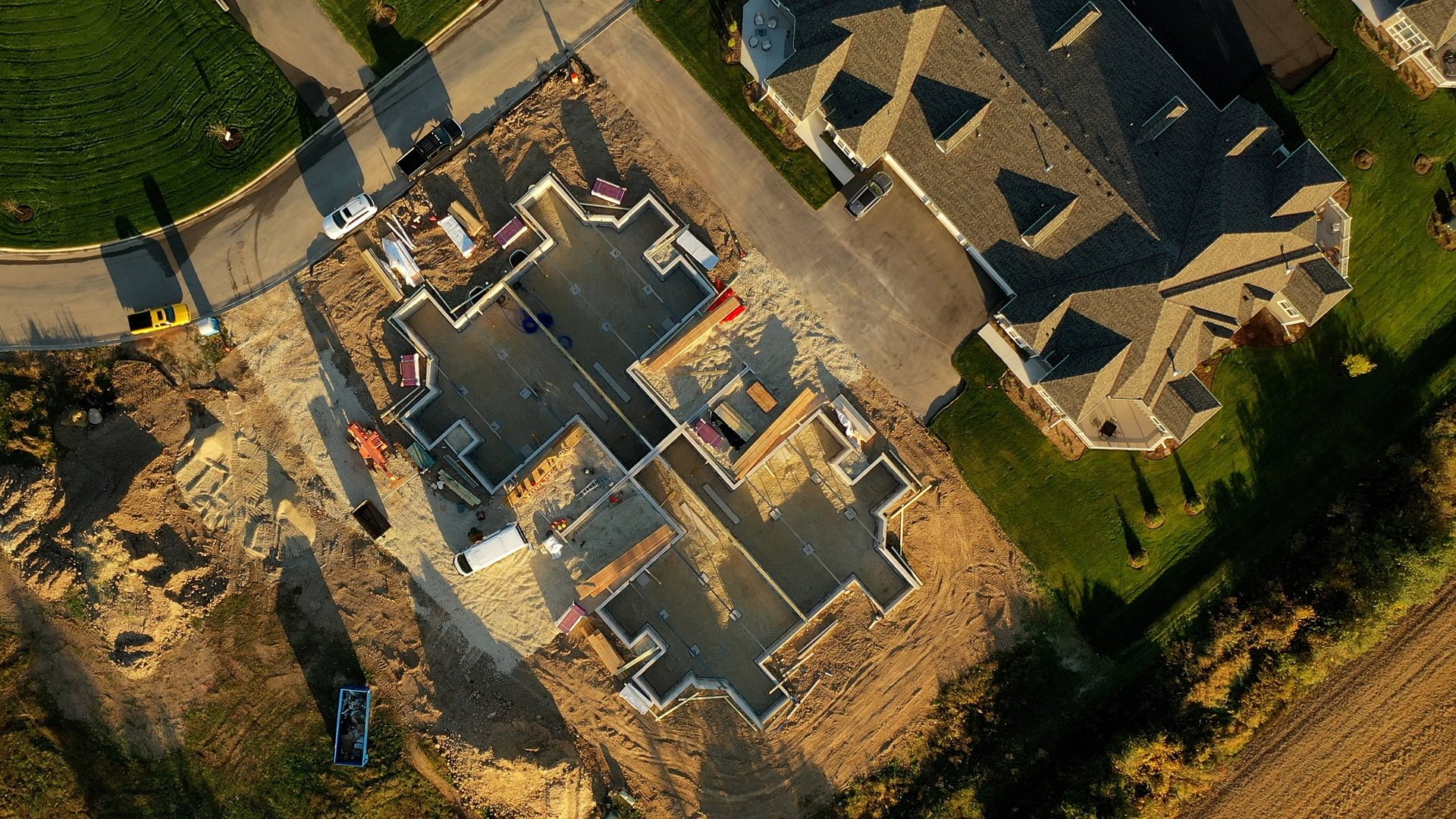 Construction site aerial view